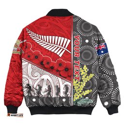 Custom Australia Indigenous & New Zealand Maori Anzac Red Bomber Jacket