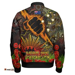 Storm Rugby Bomber Jacket - Custom Anzac Storm with Remembrance Poppy and Indigenous Patterns Bomber Jacket RLT13