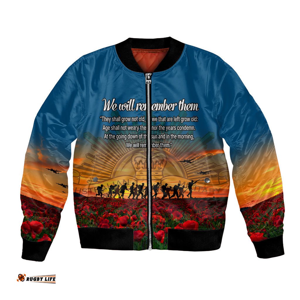 Remembrance Day Bomber Jacket We will Remember Them