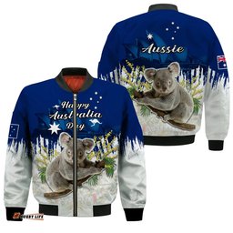 Australia Day Bomber Jacket Koala Sydney Opera House Flag Color