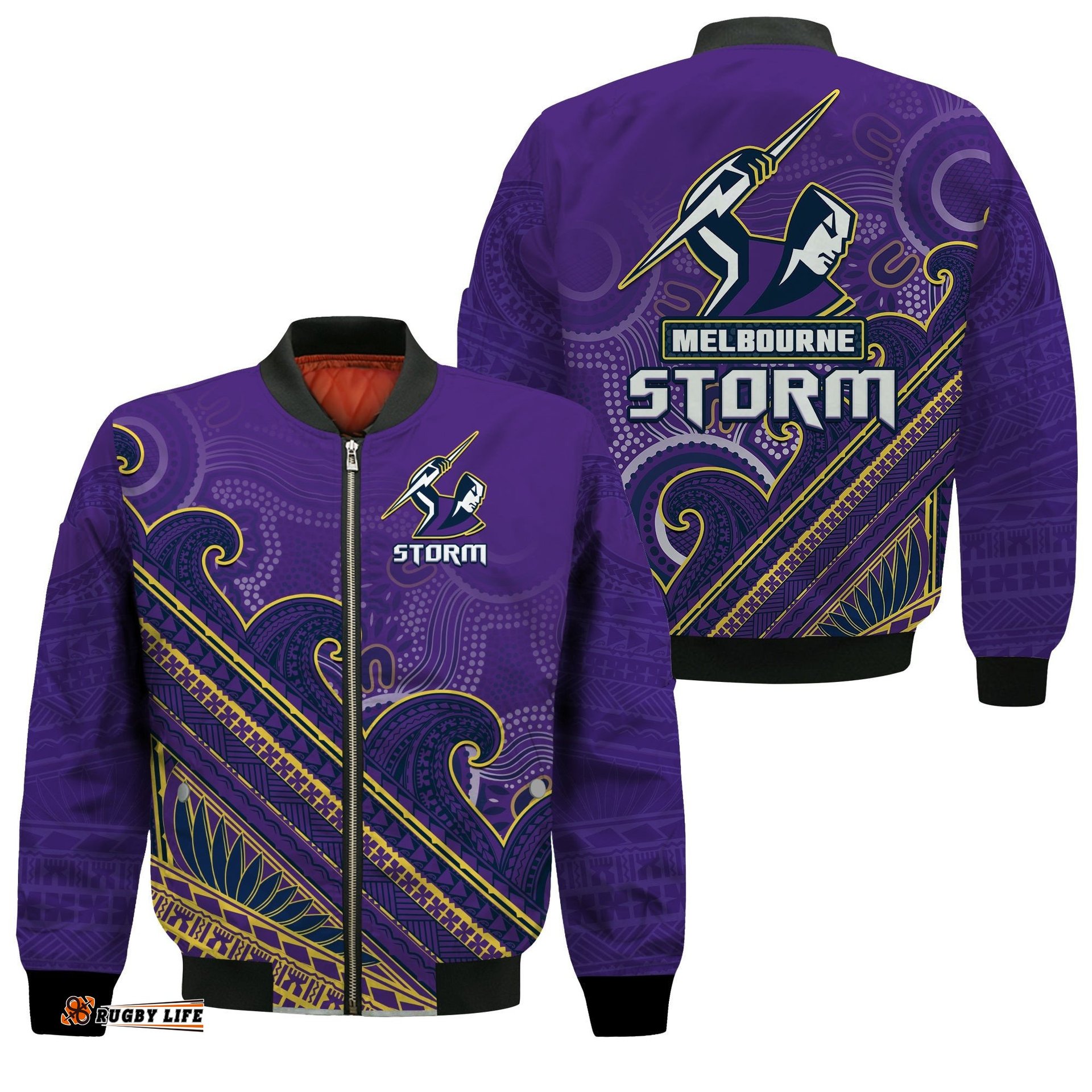 Storm Rugby Bomber Jacket Melbourne Pasifika Aboriginal Gradient Polynesian