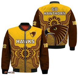 Hawthorn Football Bomber Jacket Go Hawks 1902 Aboriginal Art