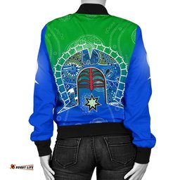 Personalised Women's Bomber Jacket - Torres Strait Symbol With Aboriginal Patterns