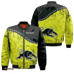 Penrith Panthers Bomber Jacket Grunge Polynesian Tattoo - NRL