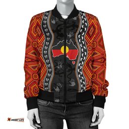 Aboriginal Women's Bomber Jacket - Australia Indigenous Map