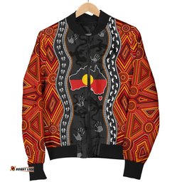 Aboriginal Women's Bomber Jacket - Australia Indigenous Map
