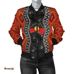 Aboriginal Women's Bomber Jacket - Australia Indigenous Map