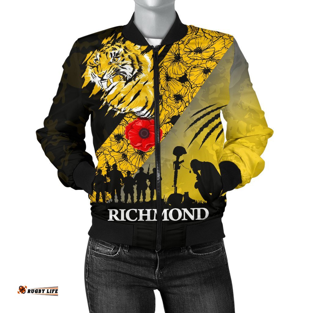 Richmond Tigers Women's Bomber Jacket Lest We Forget