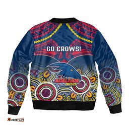 Adelaide Crows Football Bomber Jacket Aboriginal Mix Polynesian Pattern