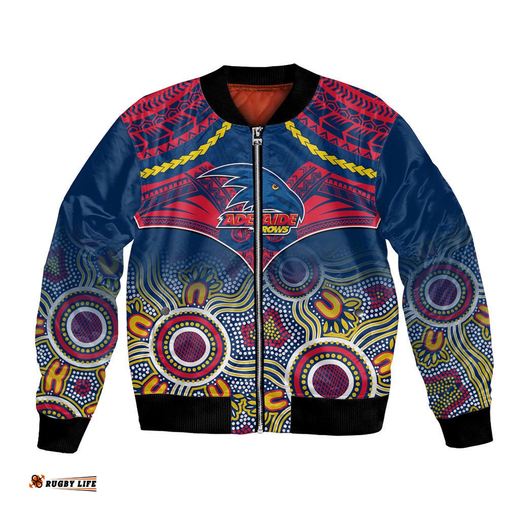 Adelaide Crows Football Bomber Jacket Aboriginal Mix Polynesian Pattern