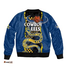 NRL Combine Cowboys and Parra Eels Bomber Jacket Sporty Style