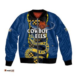 NRL Combine Cowboys and Parra Eels Bomber Jacket Sporty Style