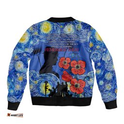 Remember Them ANZAC day Bomber Jacket Soldier In Starry Night Oil Paint Style