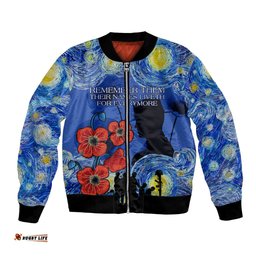 Remember Them ANZAC day Bomber Jacket Soldier In Starry Night Oil Paint Style