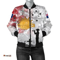 Anzac Women's Bomber Jacket - We Will Remember Them