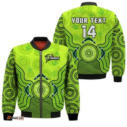 Custom Text And Number Sydney Thunder Bomber Jacket Gradient Aboriginal Dot Painting
