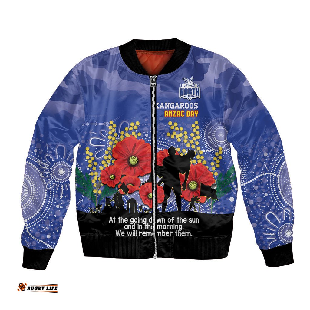 Custom Kangaroos Football ANZAC Bomber Jacket Gallipoli Camouflage With Poppies
