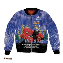 Custom Kangaroos Football ANZAC Bomber Jacket Gallipoli Camouflage With Poppies