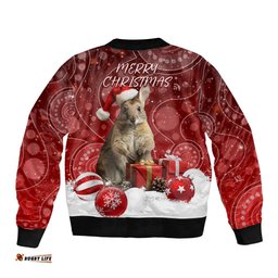 Australia Christmas Wallaby Bomber Jacket Aboriginal Art