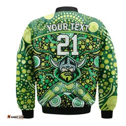 Custom Personalised Raiders Rugby Bomber Jacket Boomerang Indigenous Dots