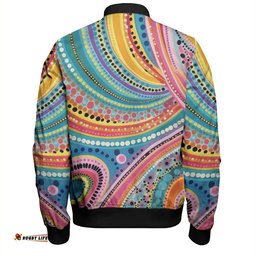 Australia Aboriginal Bomber Jacket - Australian Indigenous Aboriginal Art Vivid Pastel Colours Ver 3 Bomber Jacket