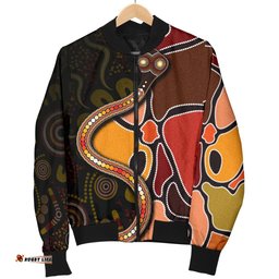 Bomber Jacket - Aboriginal Snake With Dot Painting