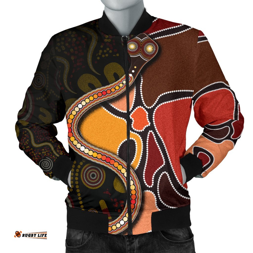 Bomber Jacket - Aboriginal Snake With Dot Painting