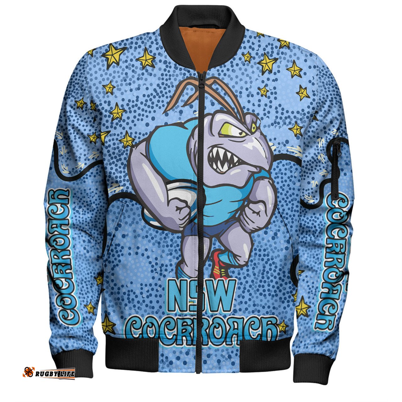 New South Wales Cockroaches Custom Bomber Jacket - Team With Dot And Star Patterns For Tough Fan Bomber Jacket