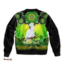 Personalised Australia Libra Cockatoo Zodiac Bomber Jacket Auz Astrology Aboriginal - Green