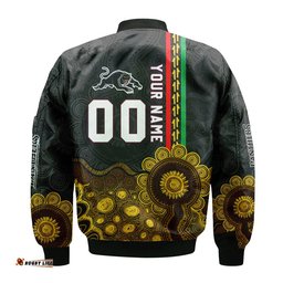 Penrith Panthers Aboriginal Bomber Jacket Rugby Indigenous Kangaroo Tracks - NRL