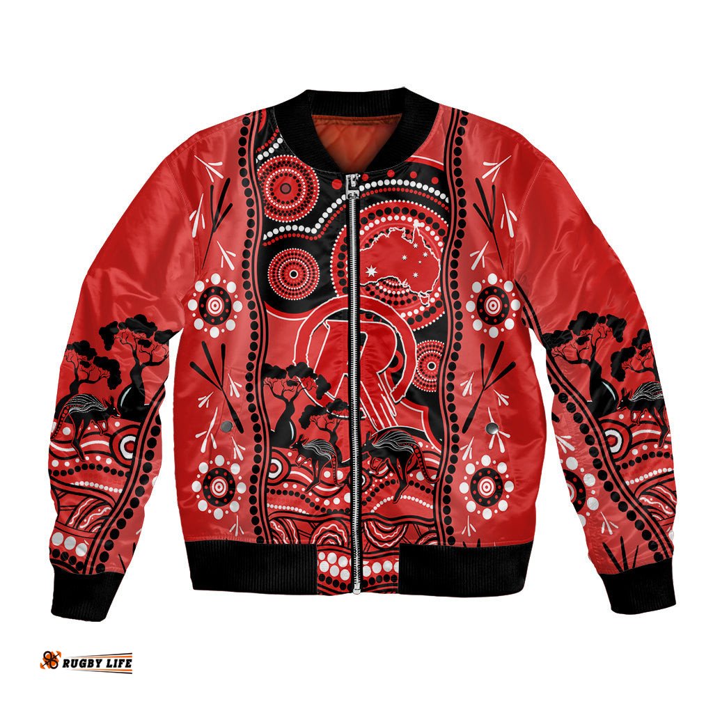 Melbourne Renegades Cricket Bomber Jacket Happy Australia Day Aboriginal Art