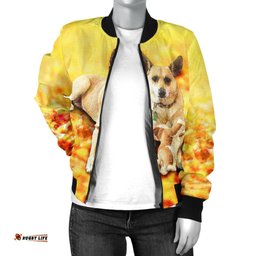 Custom Women's Bomber Jacket - Realistic Dog