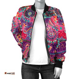Bomber Jacket - Aboriginal Patterns Jacket Animal Art Bohemian