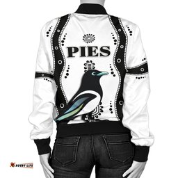 Collingwood Women Bomber Jacket Pies Indigenous - White