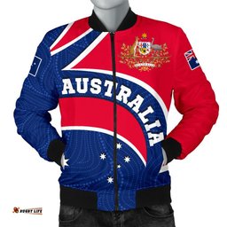 Aboriginal Bomber Jacket - Australia Flag and Coat of Arms - Men