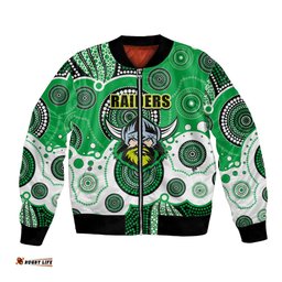 Custom Personalised And Number Raiders NRL Bomber Jacket Aboriginal Patterns
