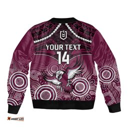 Personalised Sea Eagles Rugby Bomber Jacket Aboriginal Mix Polynesian Pattern