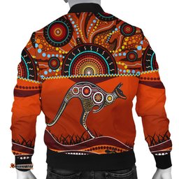 Aboriginal Men's Bomber Jacket - Kangaroo With Dot Painting