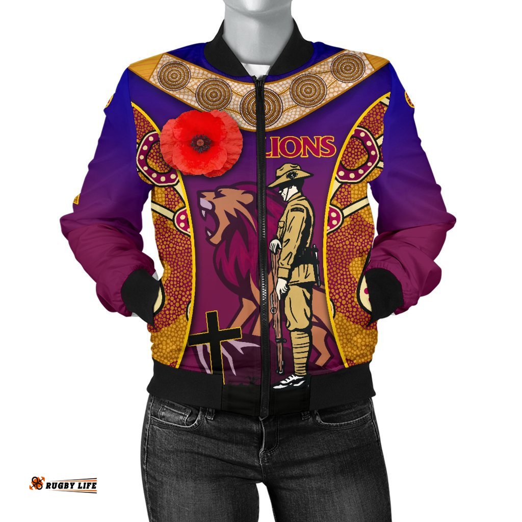 Brisbane Women's Bomber Jacket Lions Anzac Day Gradients Style