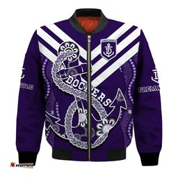 Dockers Football Bomber Jacket Fremantle Anchor Mix Aboriginal Pattern Dynamic Style