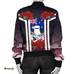 Bomber Jacket - Anzac Day Jacket - Poppy Flowerss Dot Painting - Women