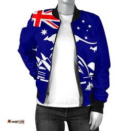 Bomber Jacket - Sydney Opera Jacket Kangaroo Aus Flag - Women