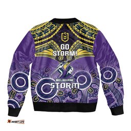 Storm Rugby Bomber Jacket Go Melbourne Aboriginal Mix Polynesian Pattern