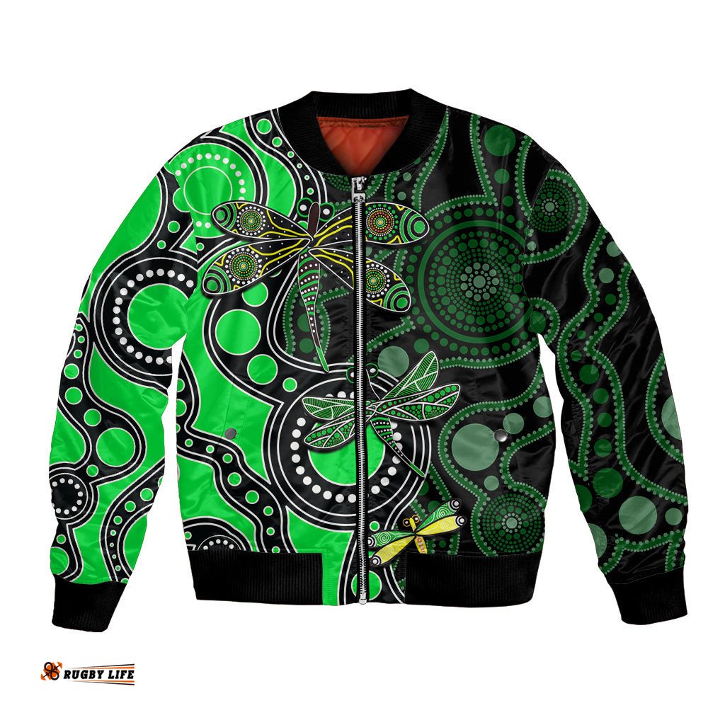 Aboriginal Dragonfly Bomber Jacket Green Style