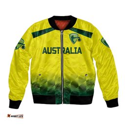 Custom Personalised Australia Cricket Bomber Jacket Aussie Unique - Gradient Yellow Vibes
