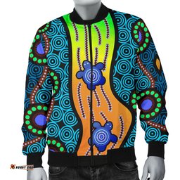 Men's Bomber Jacket - Aboriginal Turtle