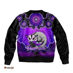 Personalised Australia Gemini Sugar Gilder Zodiac Bomber Jacket Auz Astrology Aboriginal - Purple