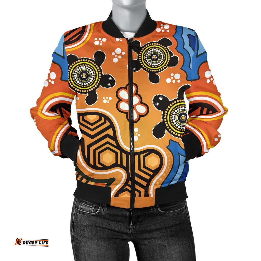 Aboriginal Women's Bomber Jacket - Indigenous Art Patterns Ver04