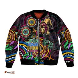 Custom Lions Football Aboriginal Art Bomber Jacket NAIDOC Indigenous Tribal
