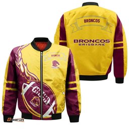 Brisbane Broncos Bomber Jacket Flame Ball - NRL